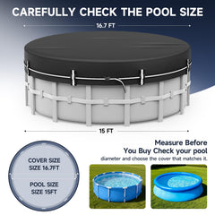LXKCKJ 15 FT Round Pool Cover side view with reinforced pull ring