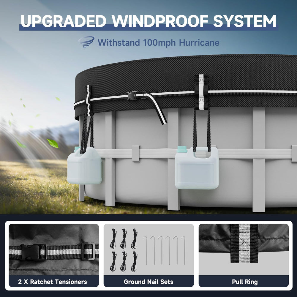LXKCKJ 15 FT Round Pool Cover with buckle straps secured