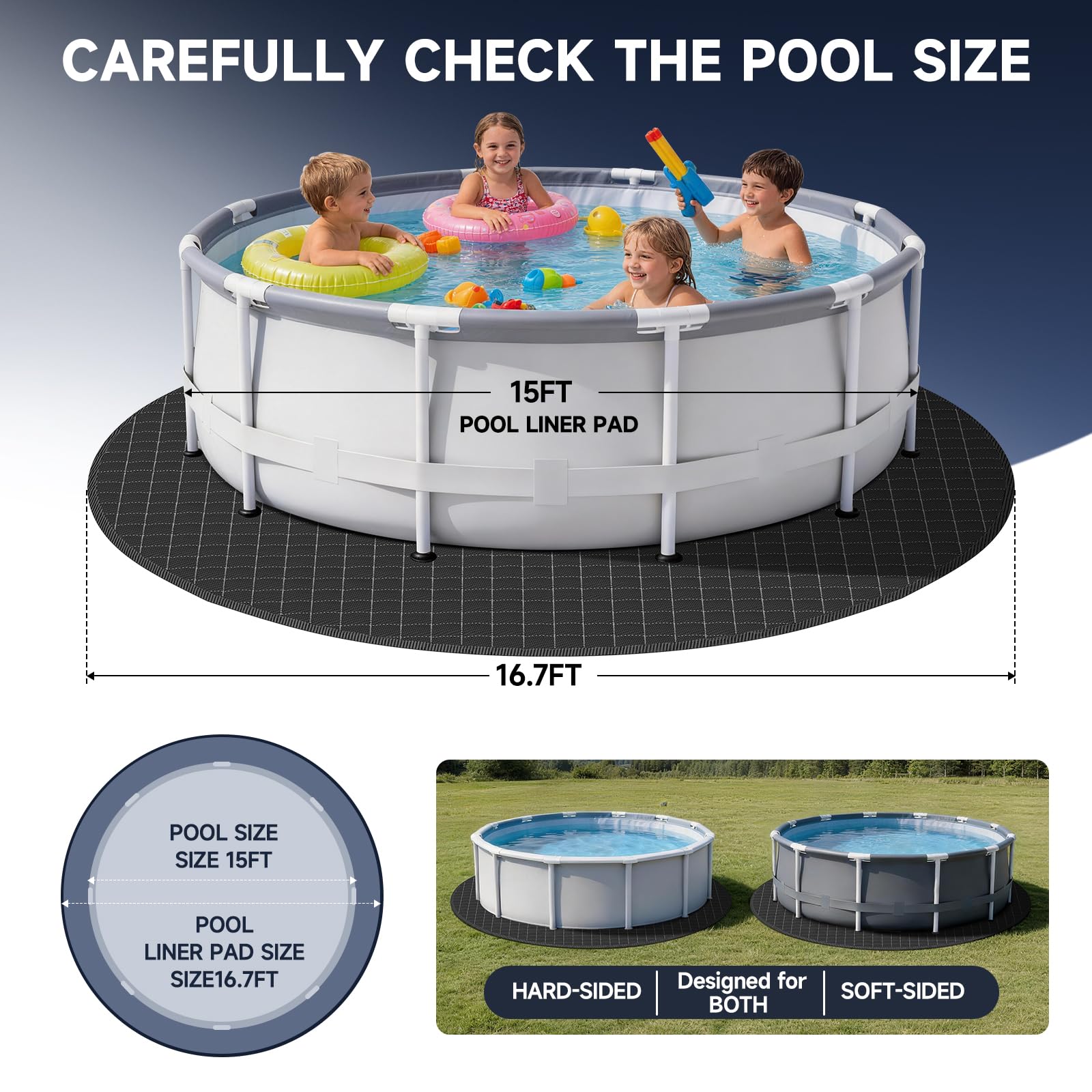 LXKCKJ 15 Ft Round Pool Liner Pad laid out on grass