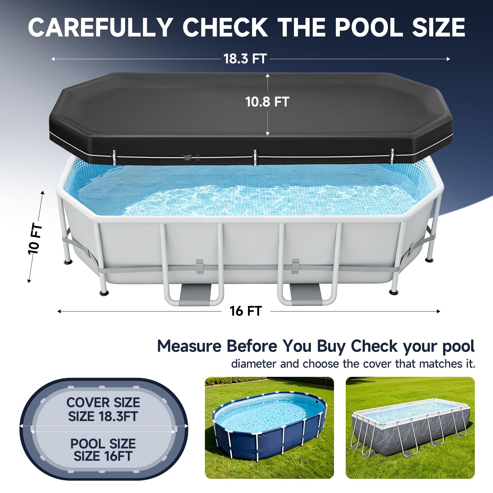 LXKCKJ pool cover showing reinforced side fabric