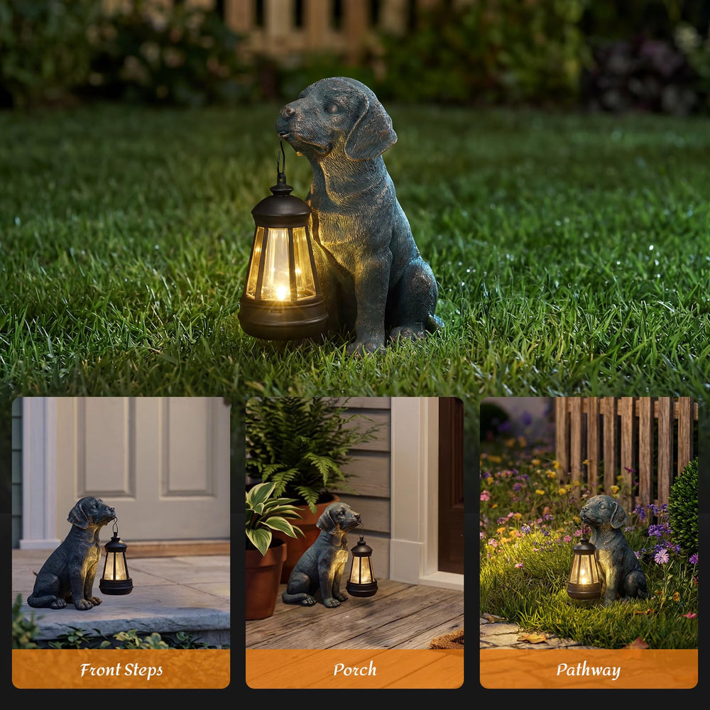 Lyeasw Outdoor Dog Statue in flower bed