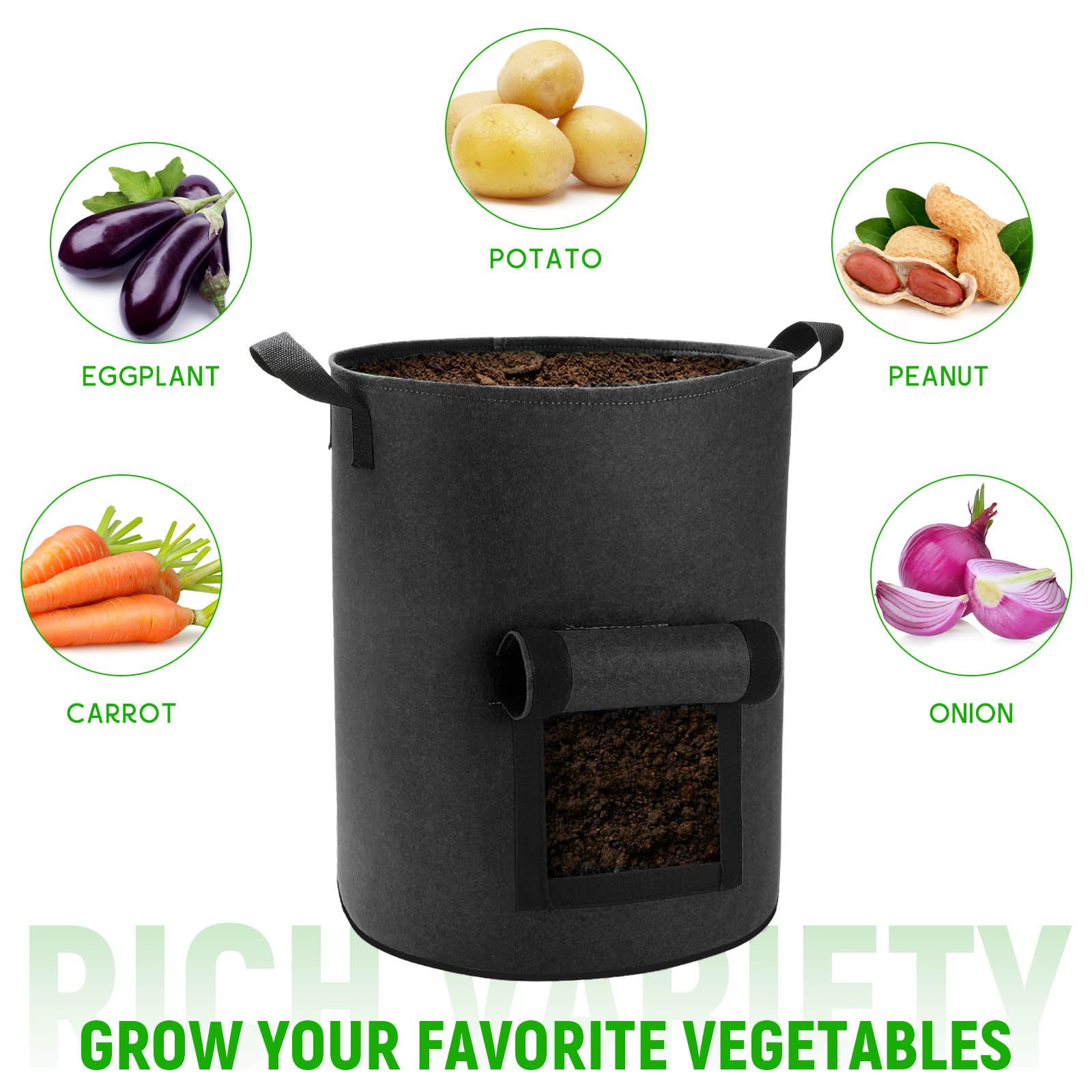 Lyincat 10 Gallon Grow Bag showing durable fabric material