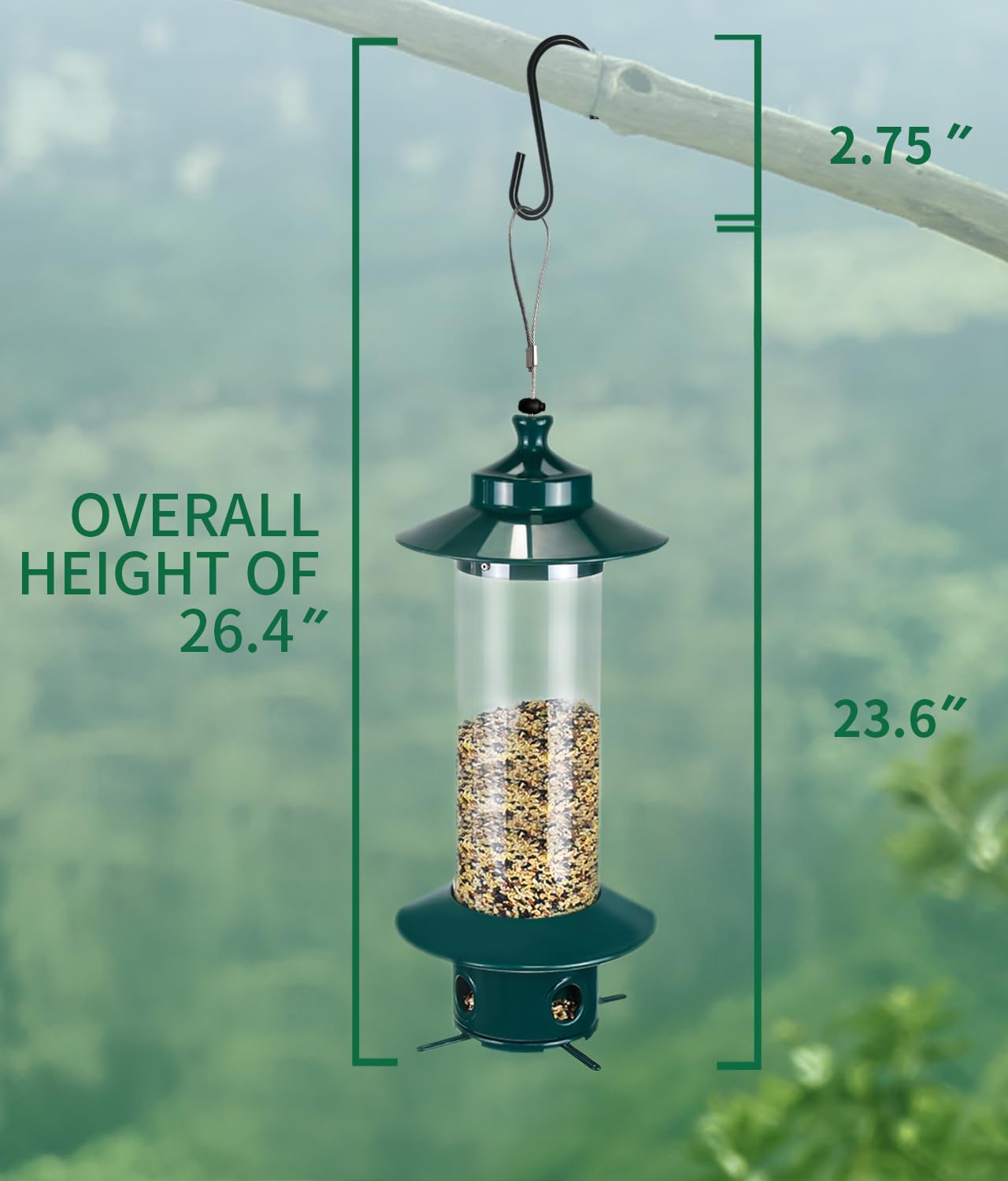 LYKENTOR Squirrel Proof Bird Feeder in natural garden setting