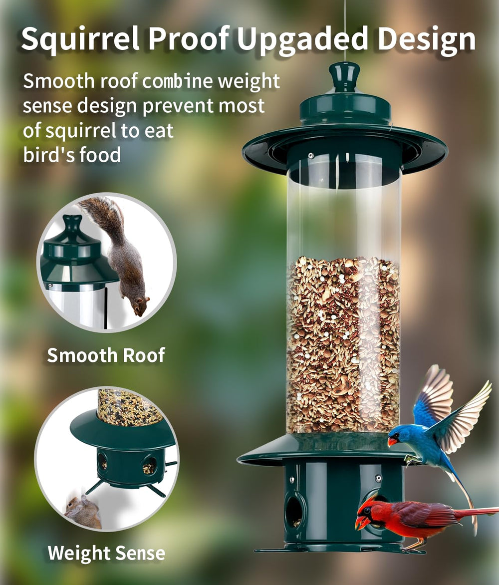 LYKENTOR Squirrel Proof Bird Feeder side view with feeding ports