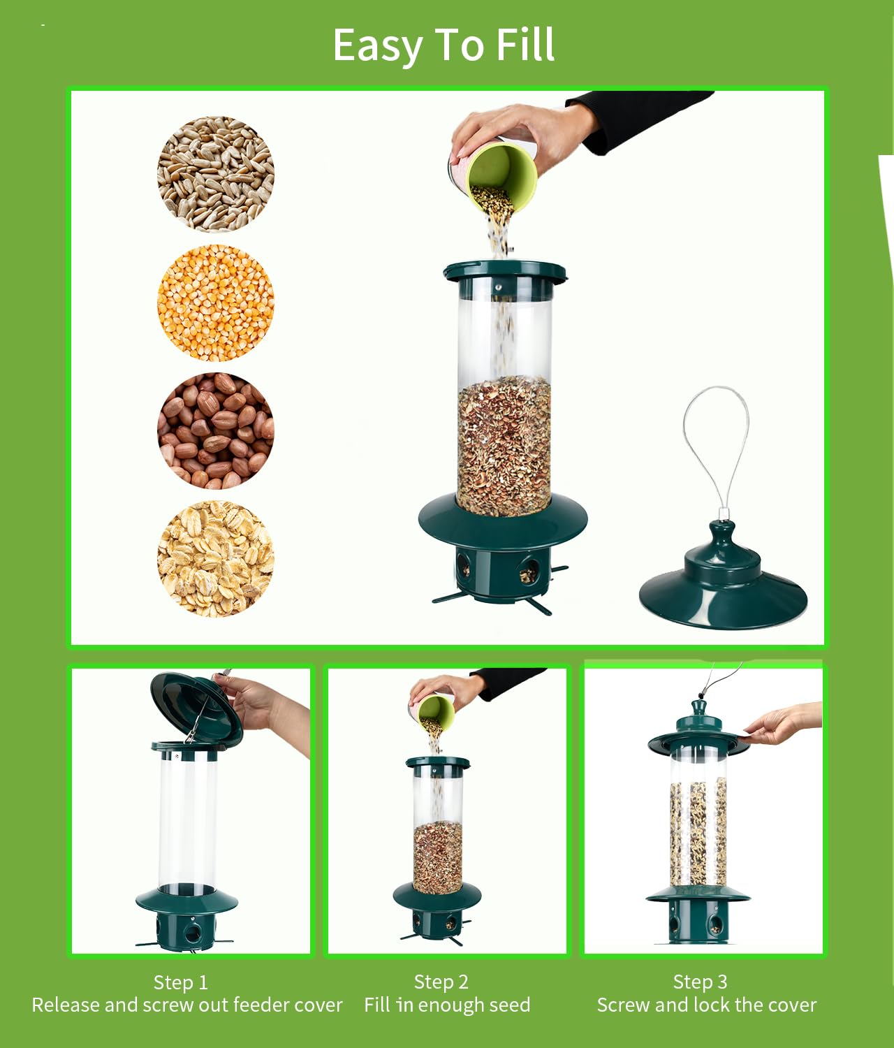 LYKENTOR Squirrel Proof Bird Feeder with mounting kit