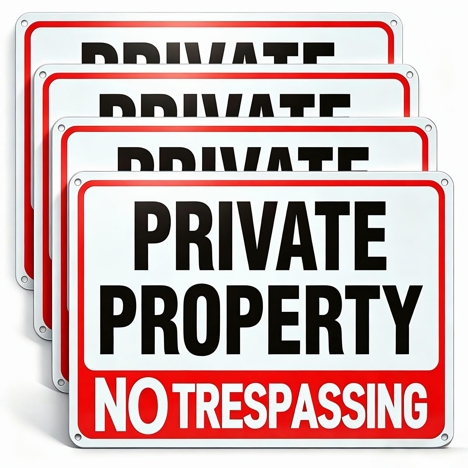 Lykjdnz No Trespassing Sign front view, red and black design