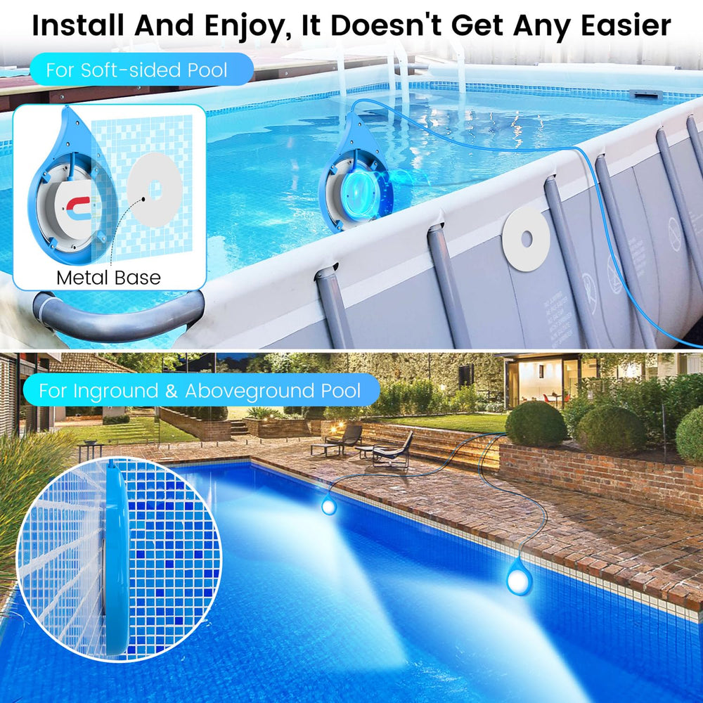 LyLmLe LED Pool Light 20W RGB installation with magnets