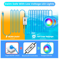 LyLmLe LED Pool Lights 40W app control interface on smartphone