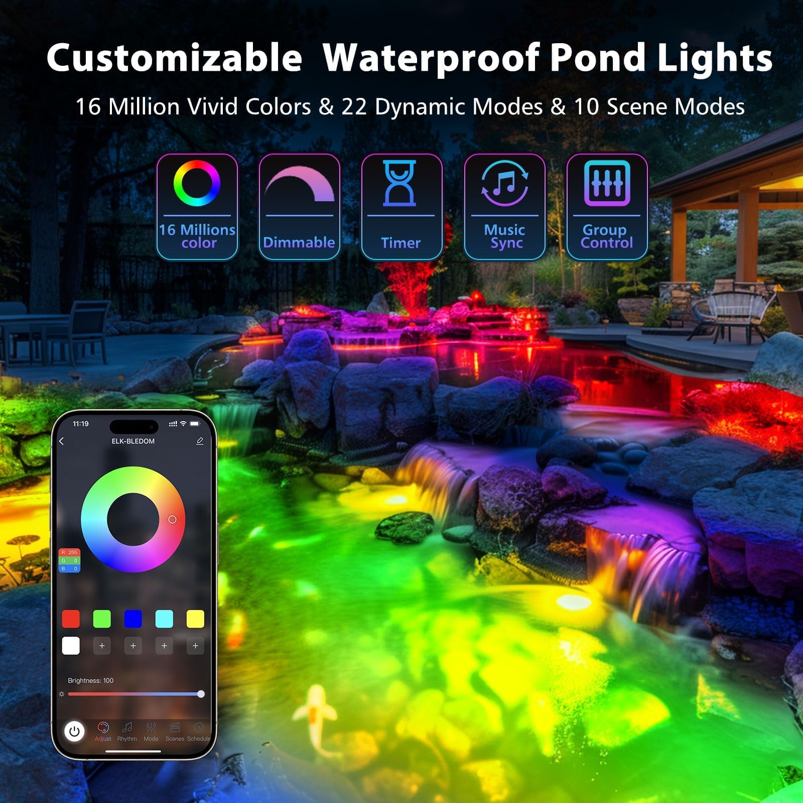 LyLmLe Underwater Pond Light features stainless steel construction