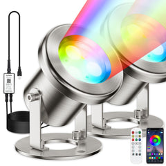 LyLmLe Underwater Pond Light with black wire, front view