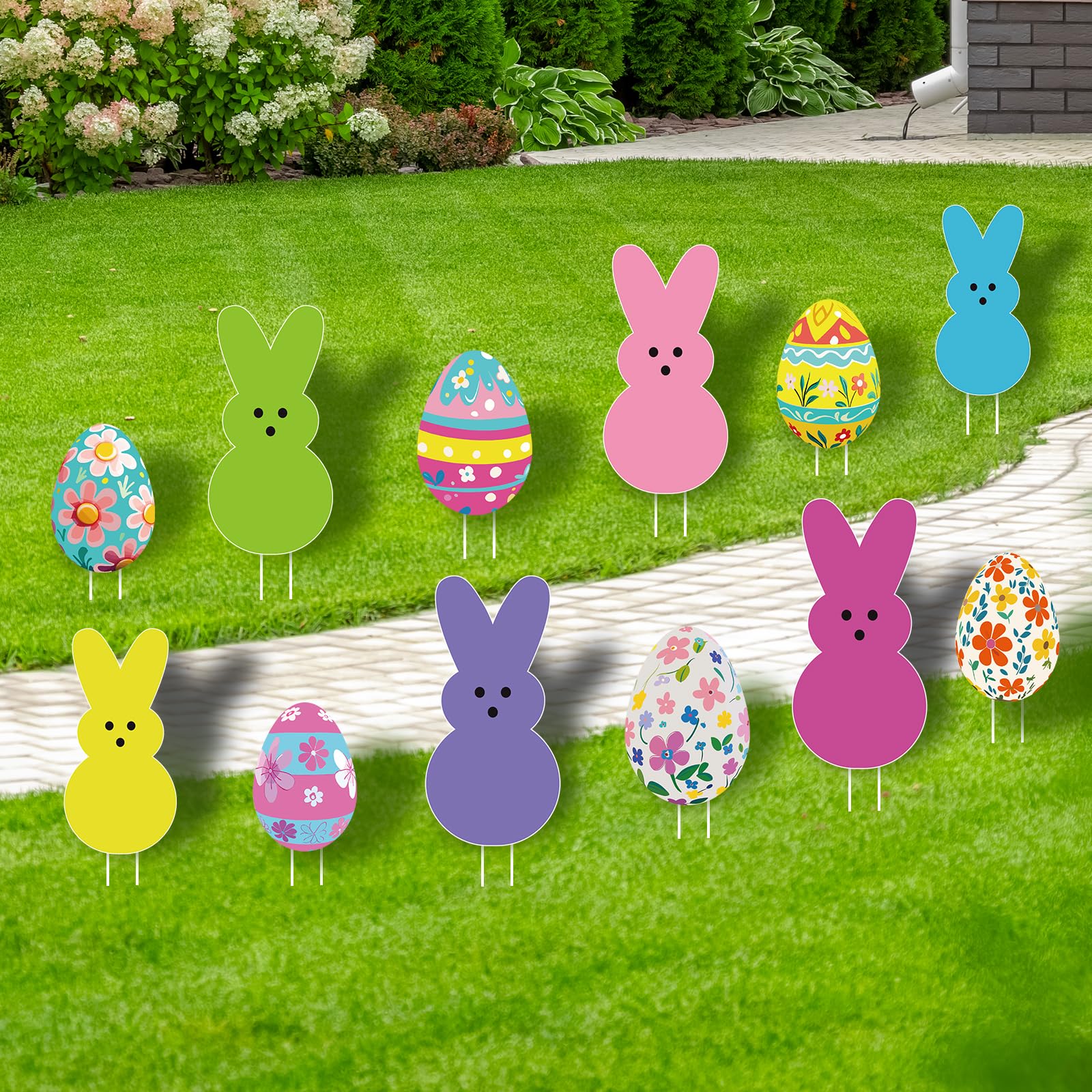 Lynumtw Easter decorations set with stakes