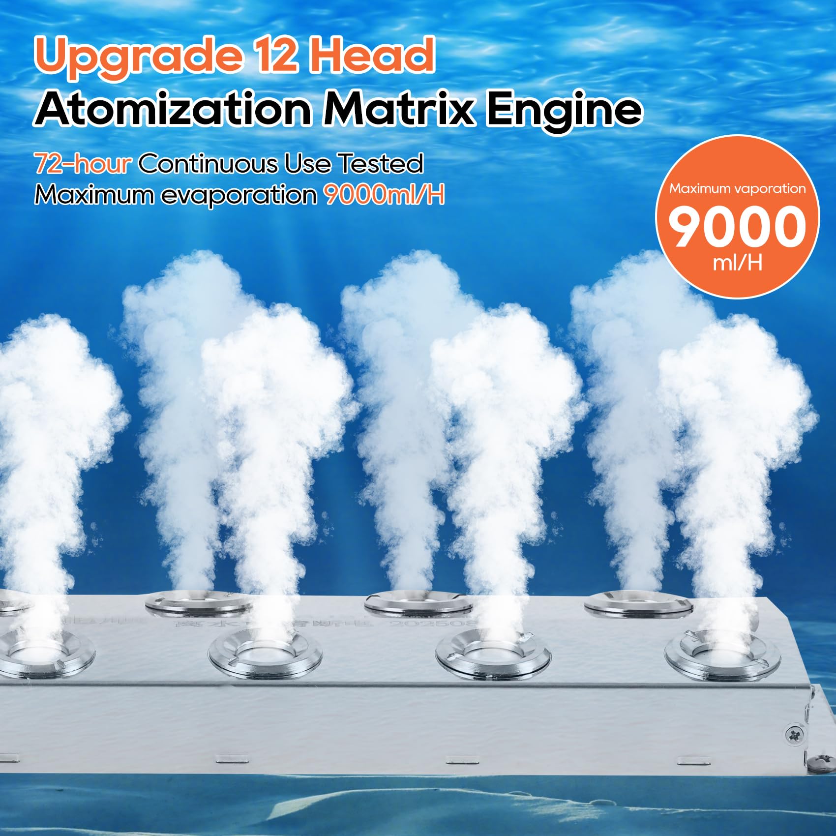 Lynvire Ultrasonic Mist Maker Fogger 12 Heads with mist in pool