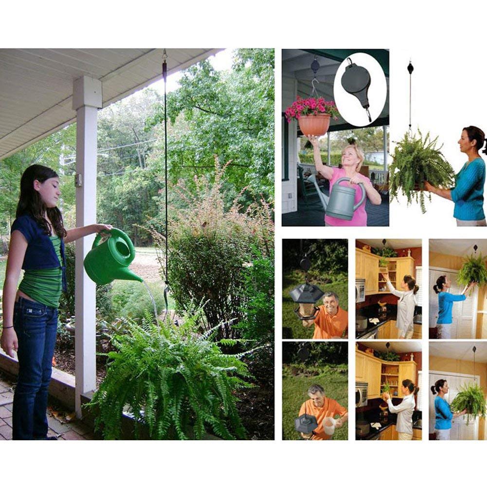 Lythor plant hook pulley with bird feeder attached