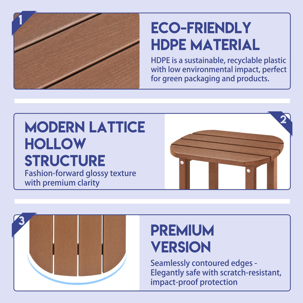 LZRS 2-Tier Patio Side Table brown HDPE close-up