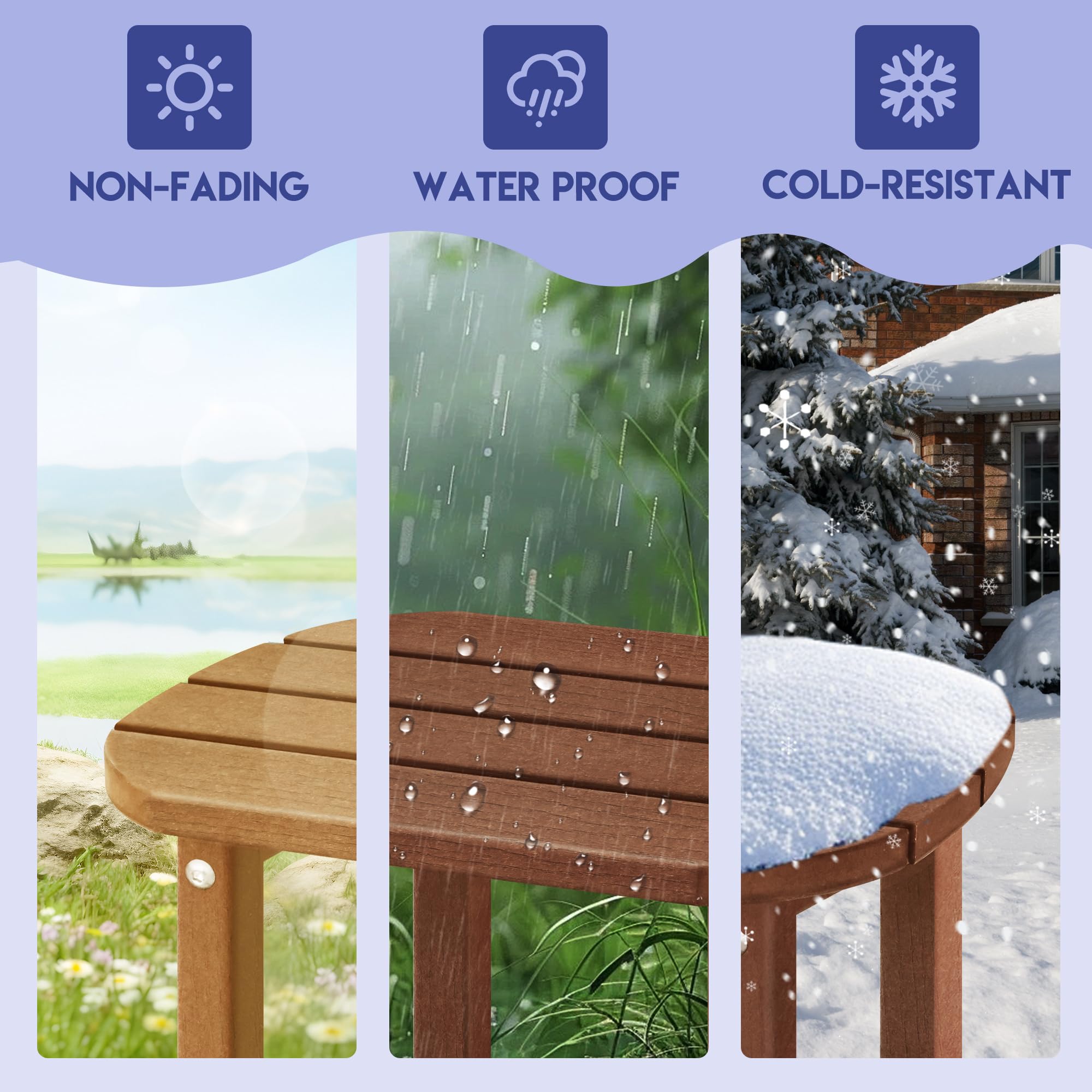 LZRS 2-Tier Patio Side Table brown HDPE on patio