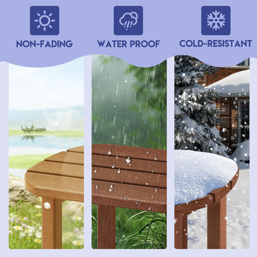 LZRS 2-Tier Patio Side Table brown HDPE on patio