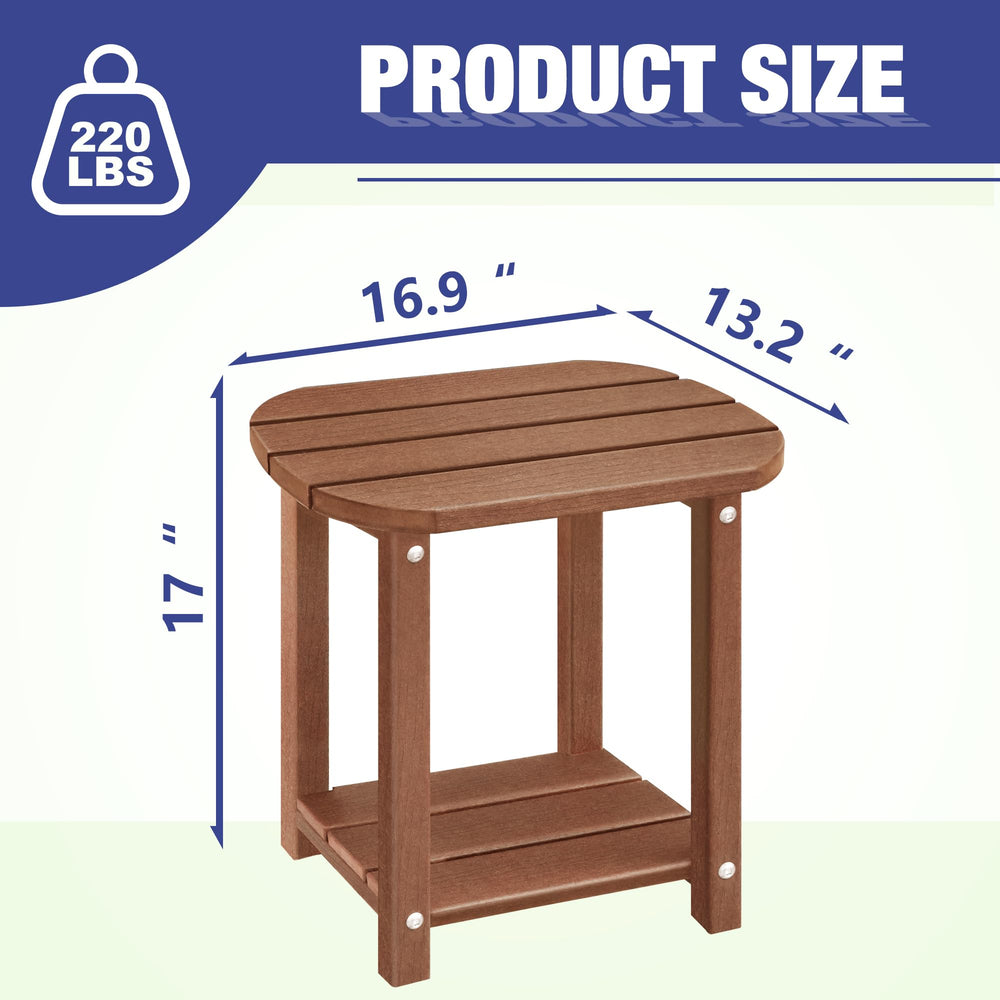 LZRS 2-Tier Patio Side Table brown HDPE side view