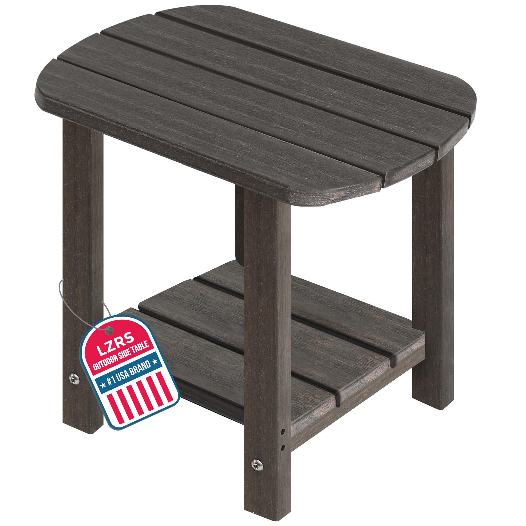 LZRS 2-Tier Patio Side Table front view in Brown Mixture