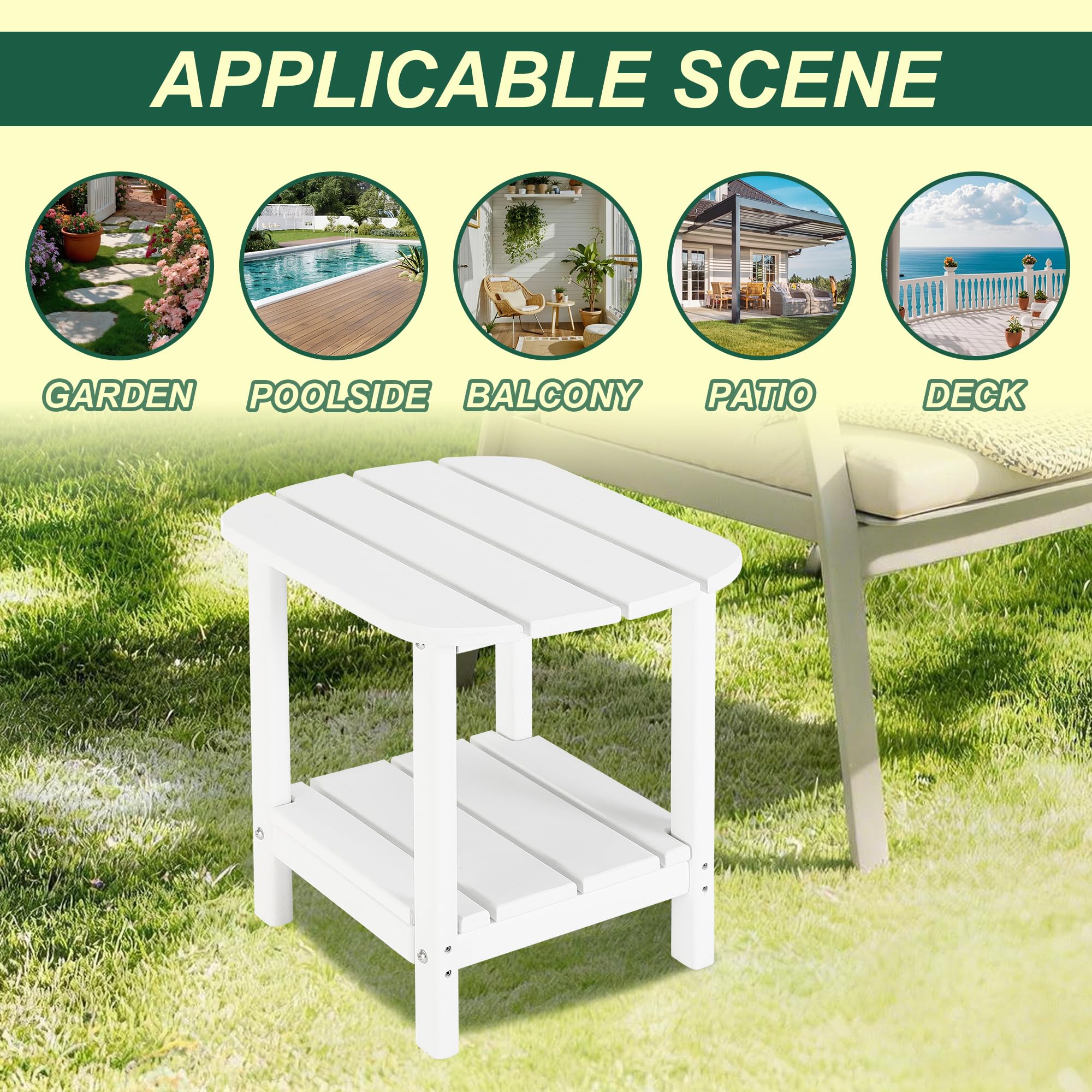 LZRS 2-Tier White Patio Side Table packaging