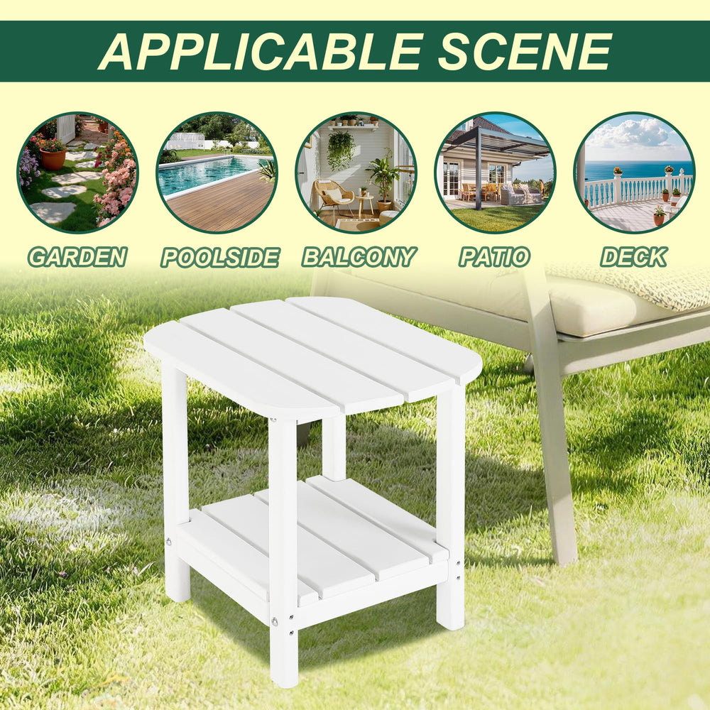 LZRS 2-Tier White Patio Side Table packaging