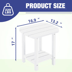 LZRS 2-Tier White Patio Side Table side view