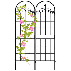 LZRS 71-inch garden trellis front view with climbing plants