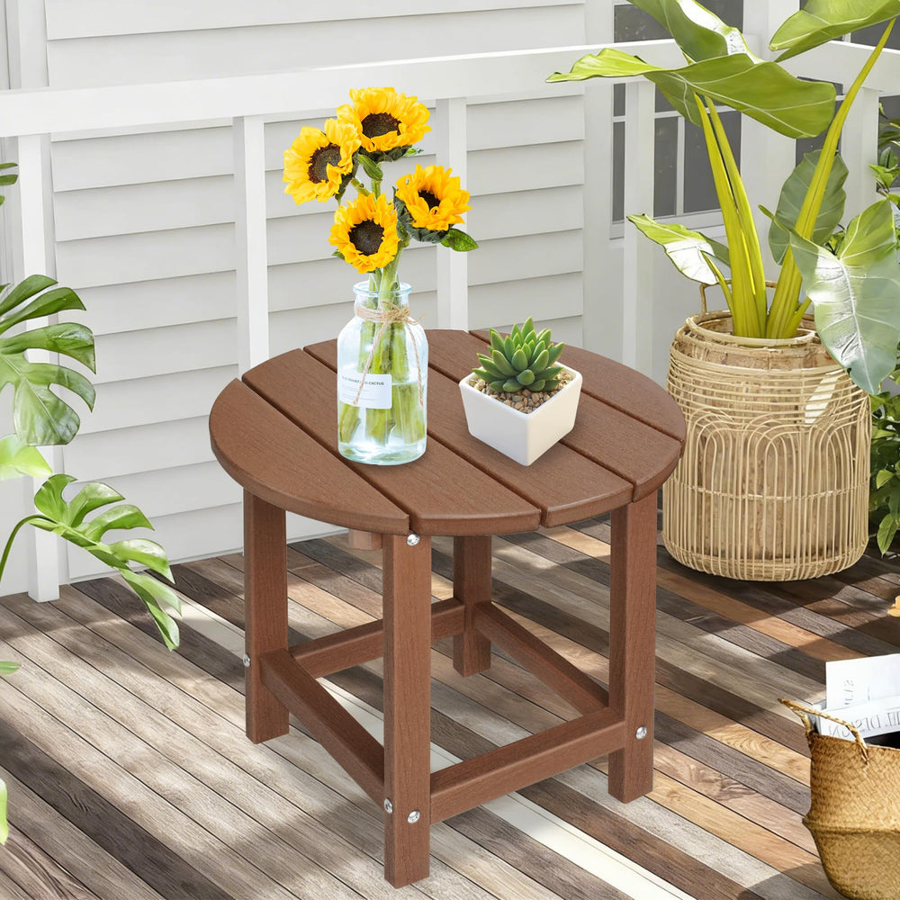 LZRS outdoor side table in a garden setting