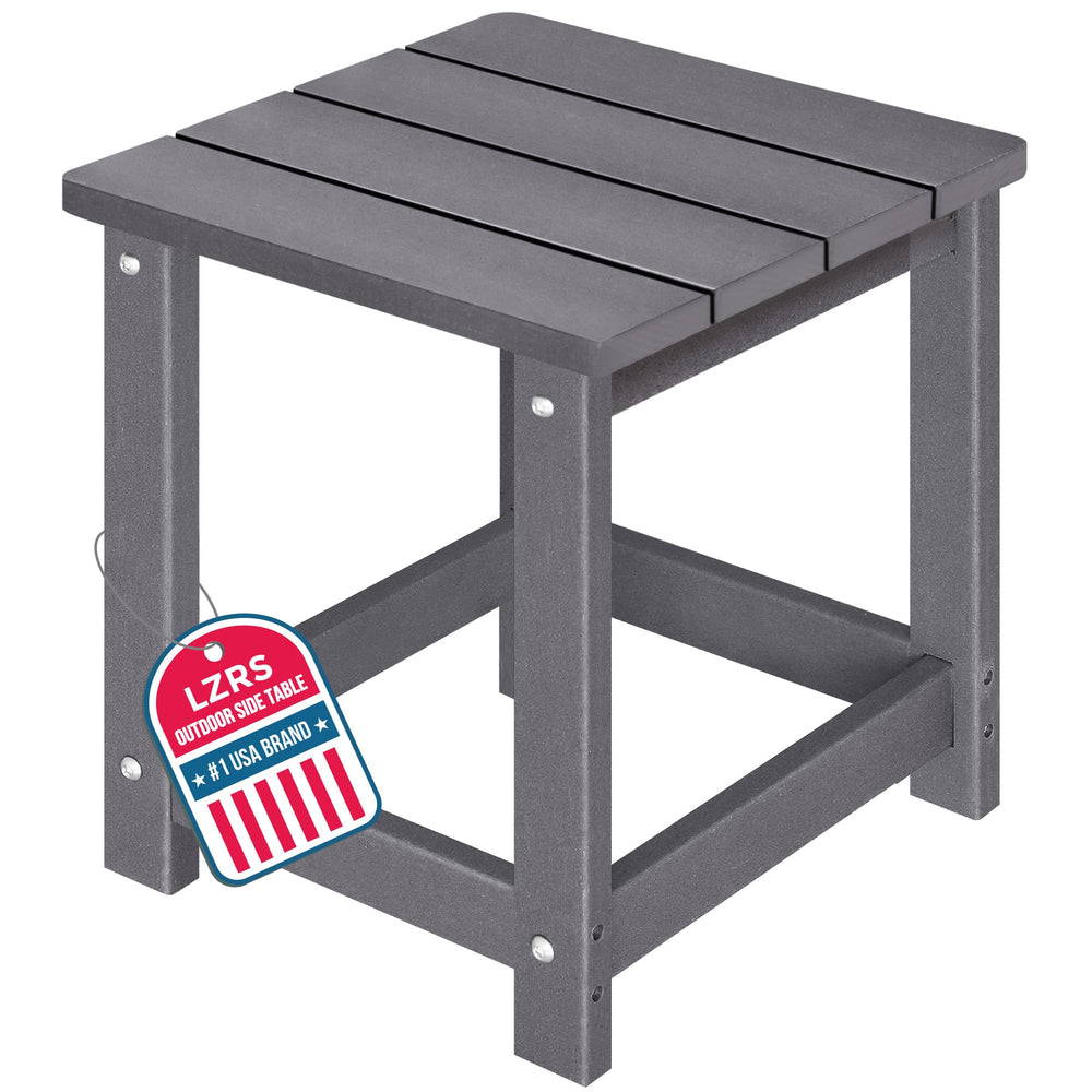 LZRS Patio Side Table grey HDPE material front view