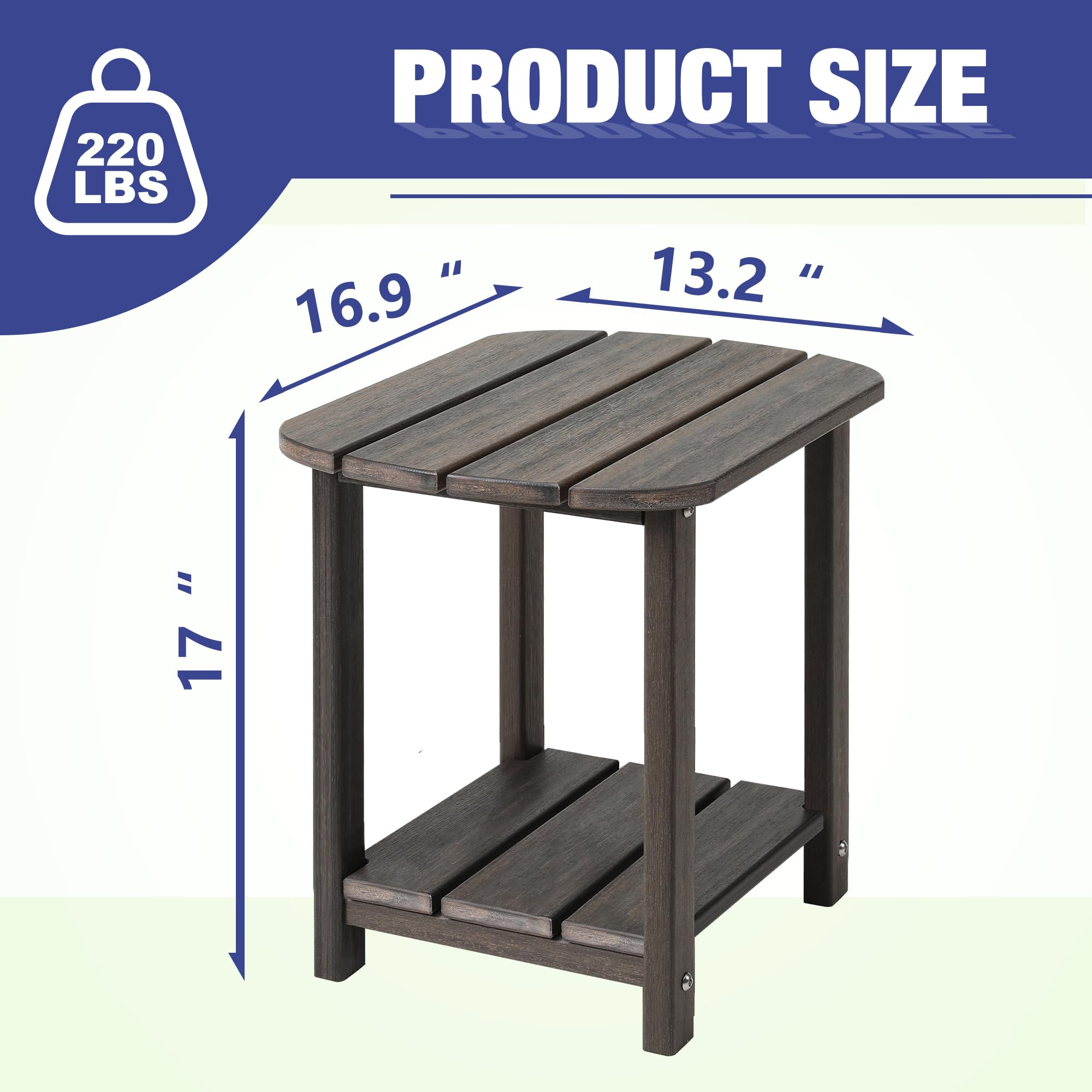 LZRS patio table showing two-tier design and wood-like texture
