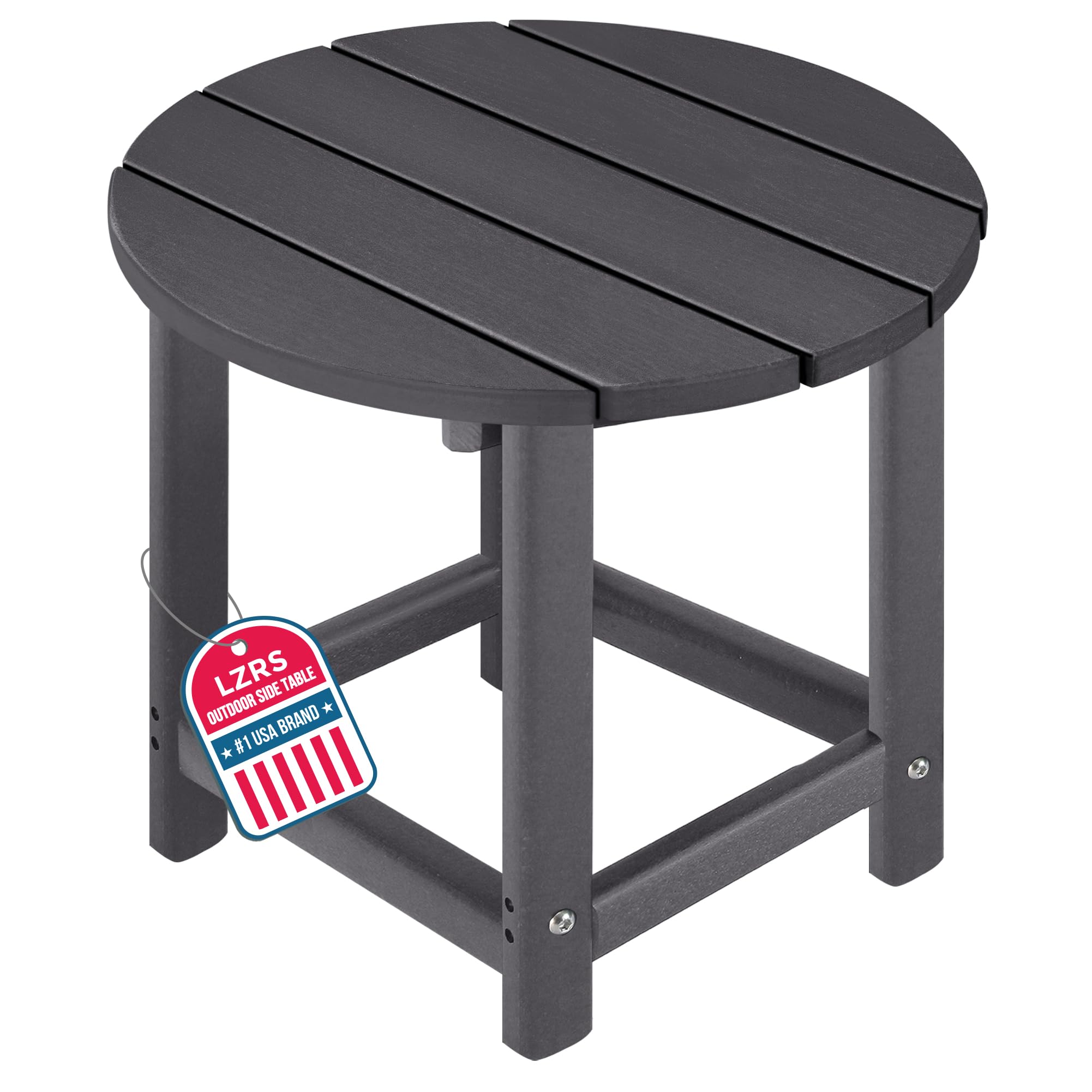 LZRS Round Adirondack Patio Side Table in Grey, front view