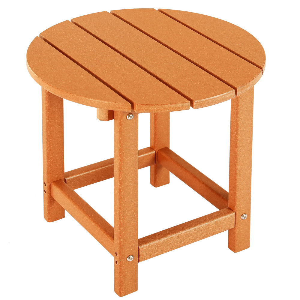 LZRS Round Adirondack Patio Side Table in orange from the front