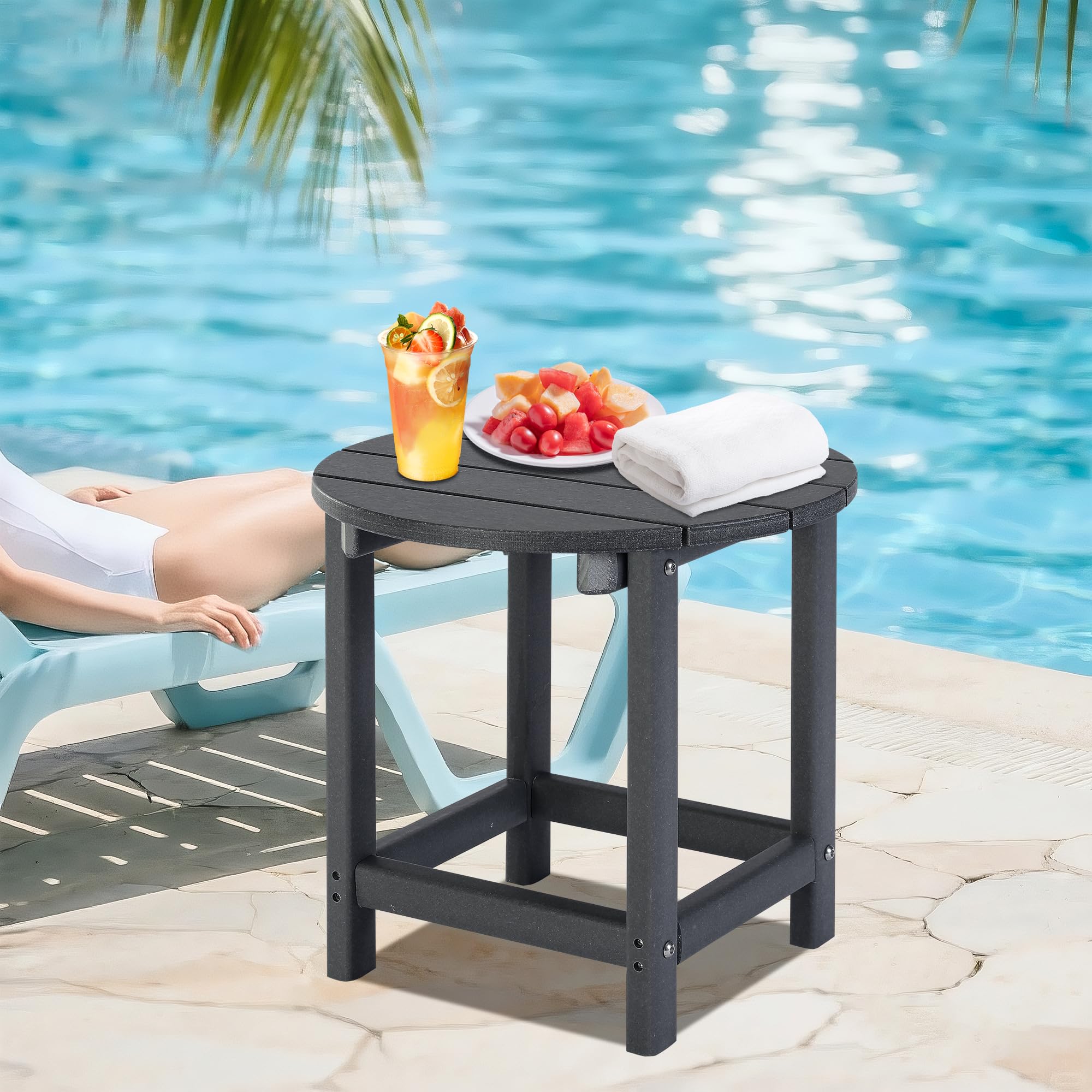 LZRS Round Adirondack Patio Side Table in outdoor setting
