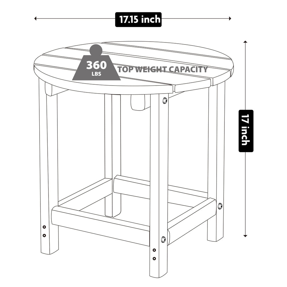 LZRS Round Adirondack Patio Side Table with drinks on top