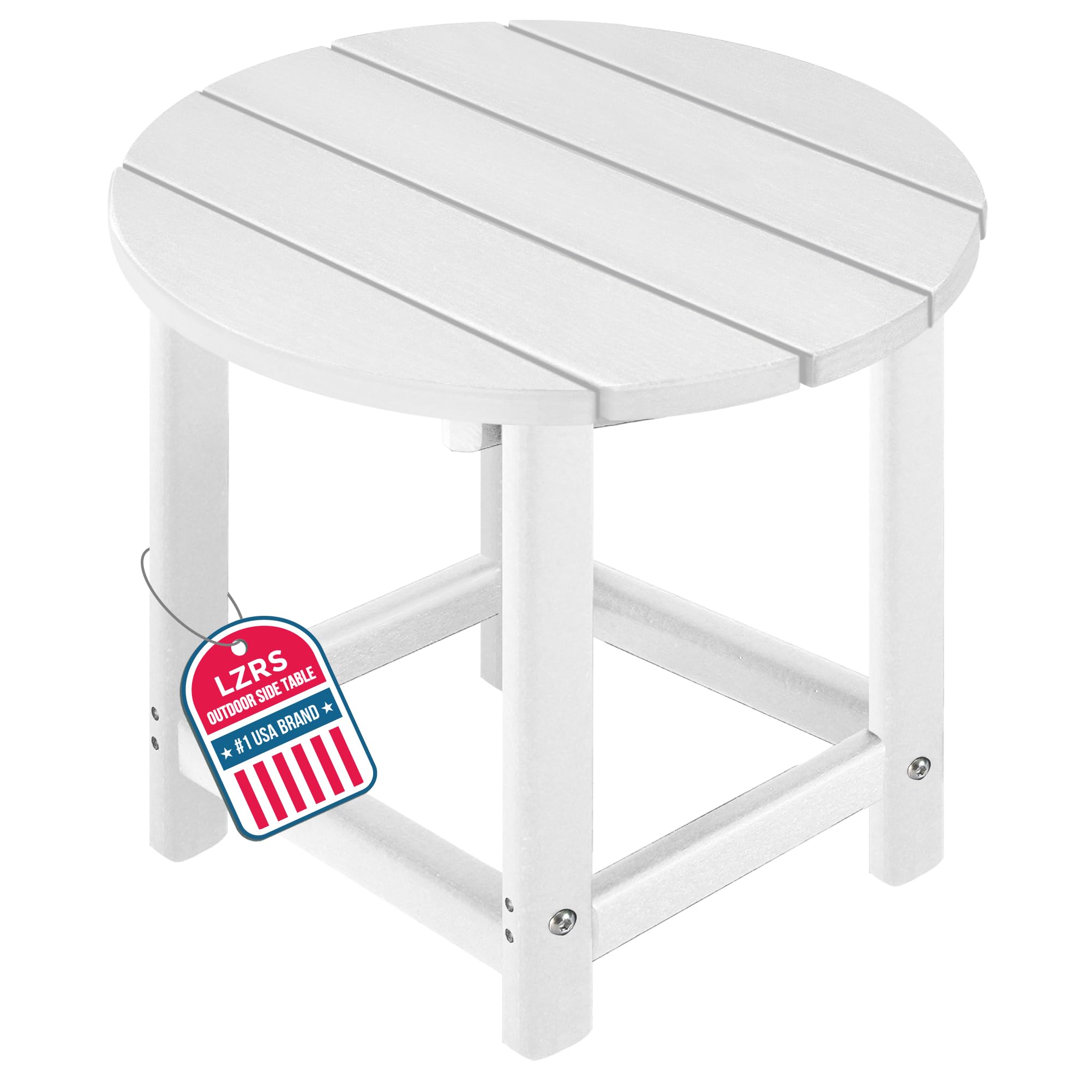 LZRS Round Adirondack Side Table in White, front view