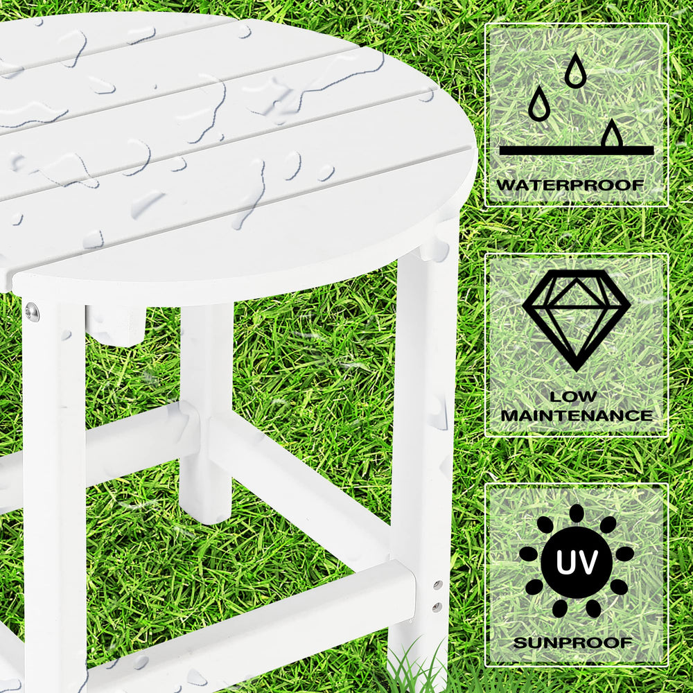 LZRS Round Adirondack Side Table in White, top view