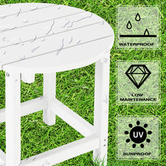 LZRS Round Adirondack Side Table in White, top view