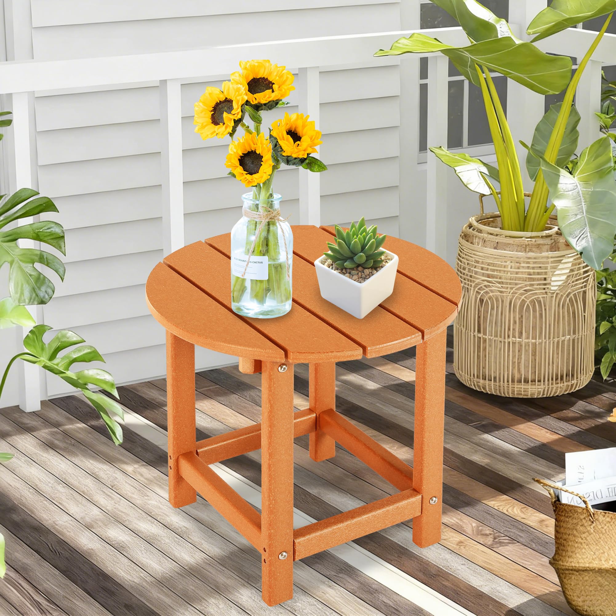 LZRS Round Adirondack table in a garden setting