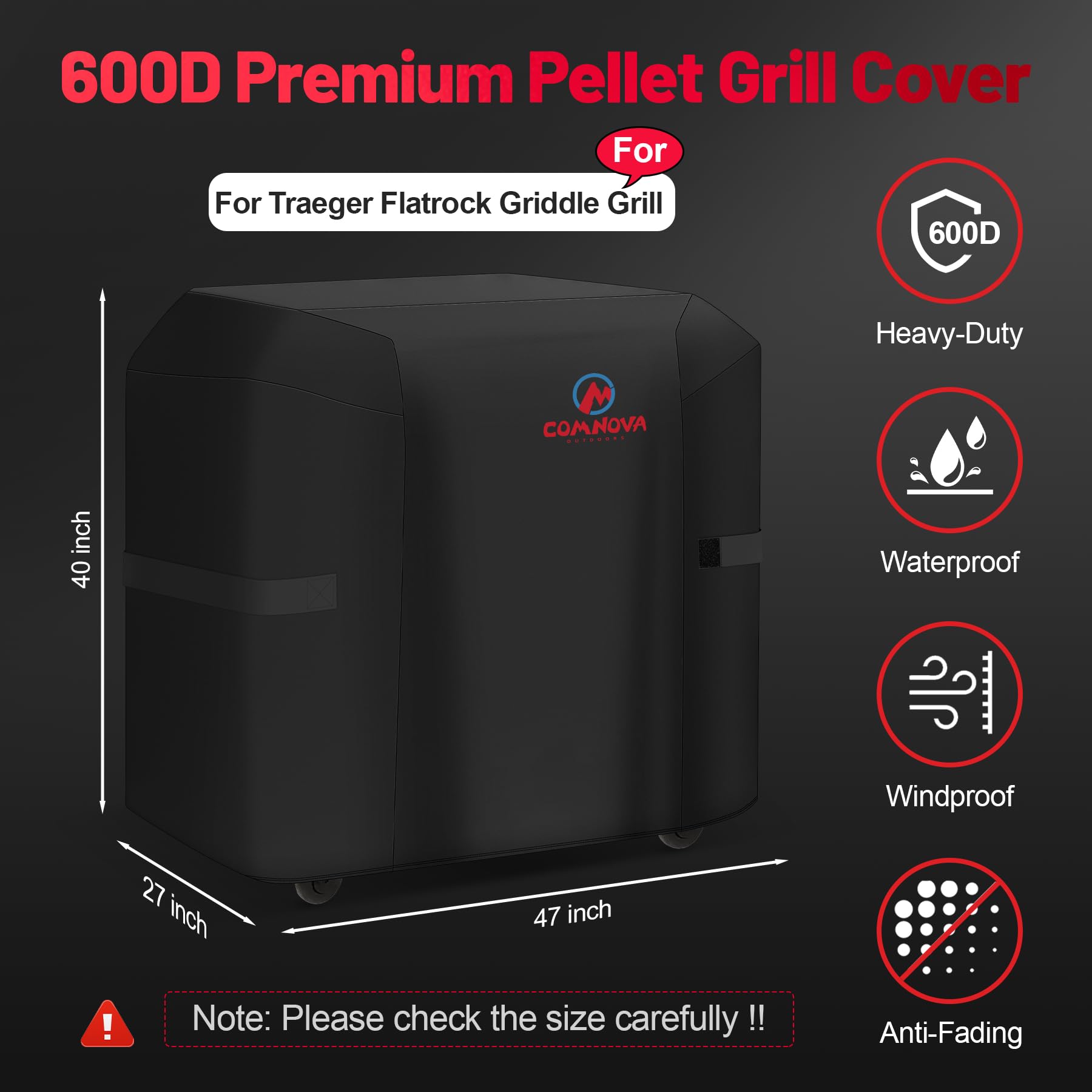 M COMNOVA Grill Cover for Traeger Flatrock side view