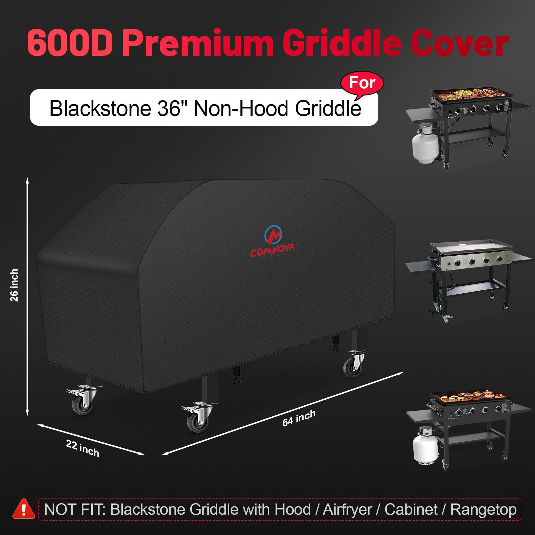 M COMNOVA OUTDOORS 36 Inch Griddle Cover side view