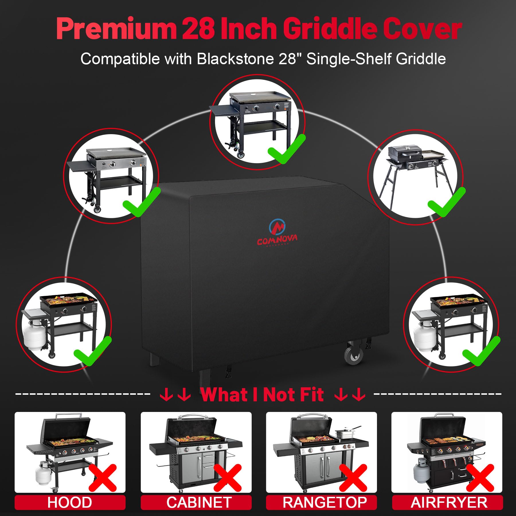 M COMNOVA OUTDOORS Griddle Cover with windproof buckles