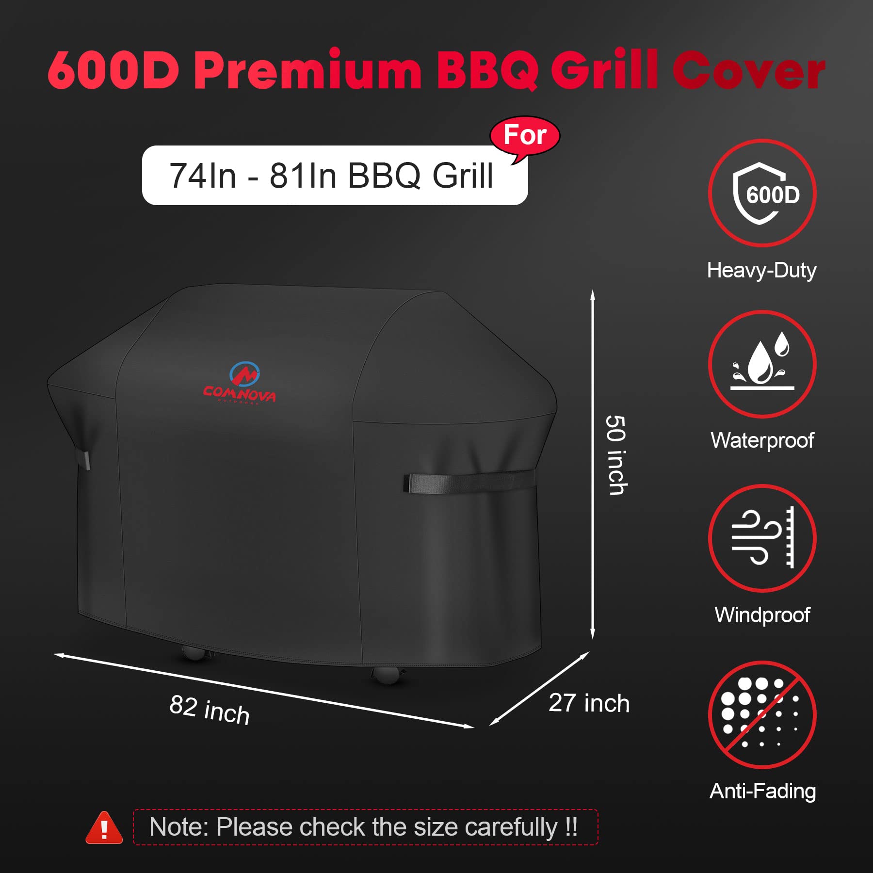 M COMNOVA OUTDOORS Grill Cover 82 Inch side view