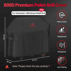 M COMNOVA OUTDOORS Smoker Cover for Traeger Timberline 1300 side view