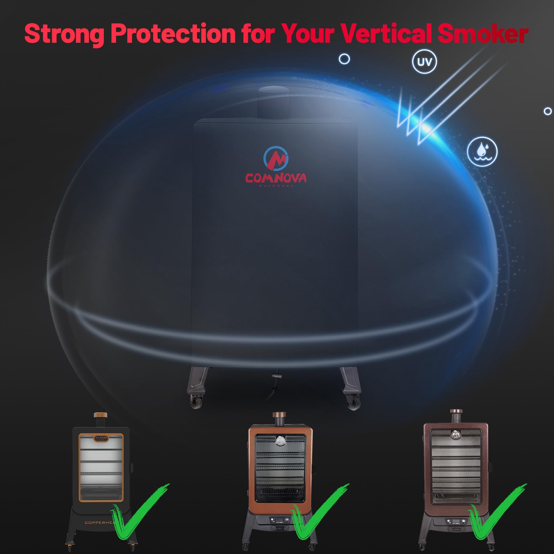 M COMNOVA OUTDOORS Smoker Cover on Pit Boss smoker