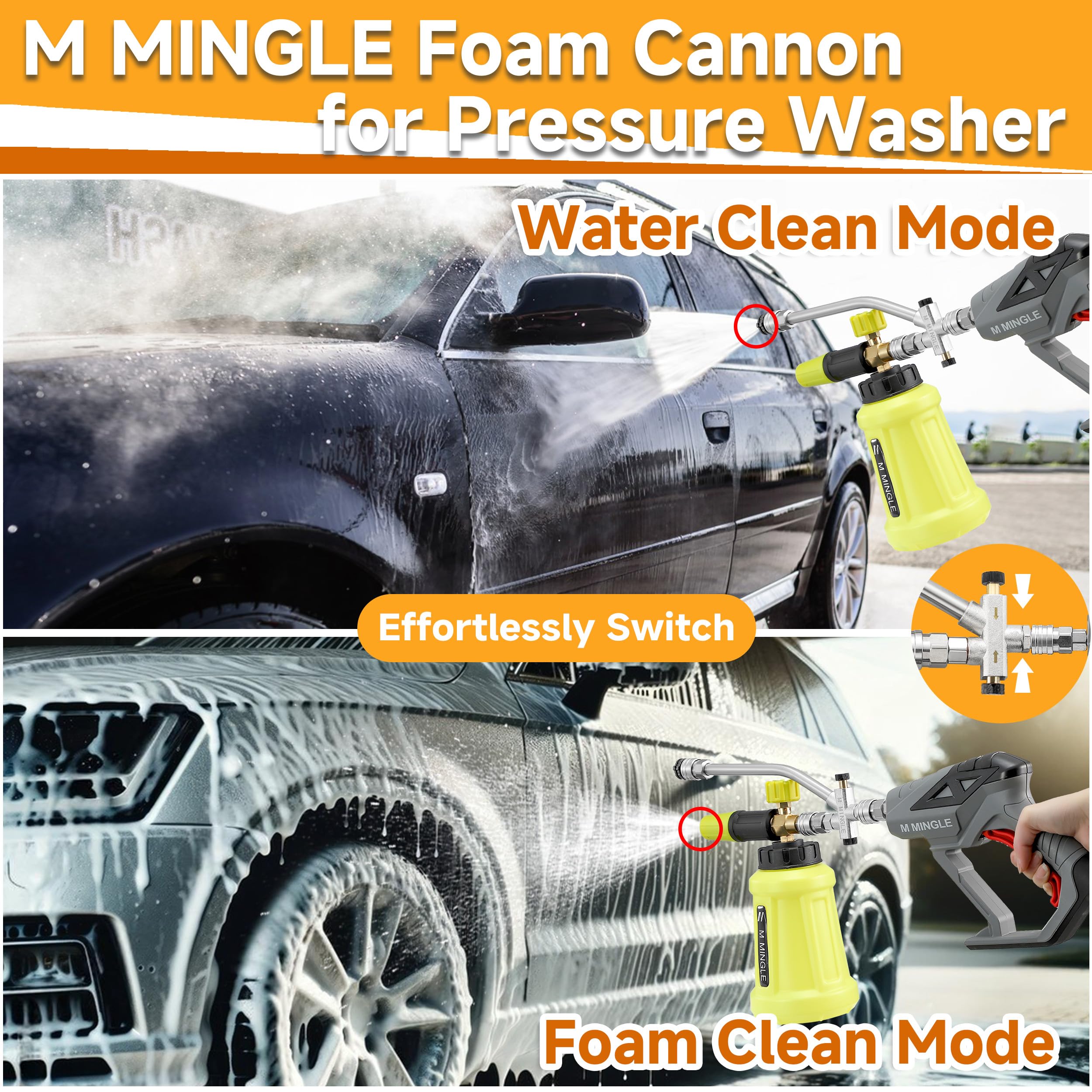 M MINGLE Foam Cannon showing adjustable nozzle