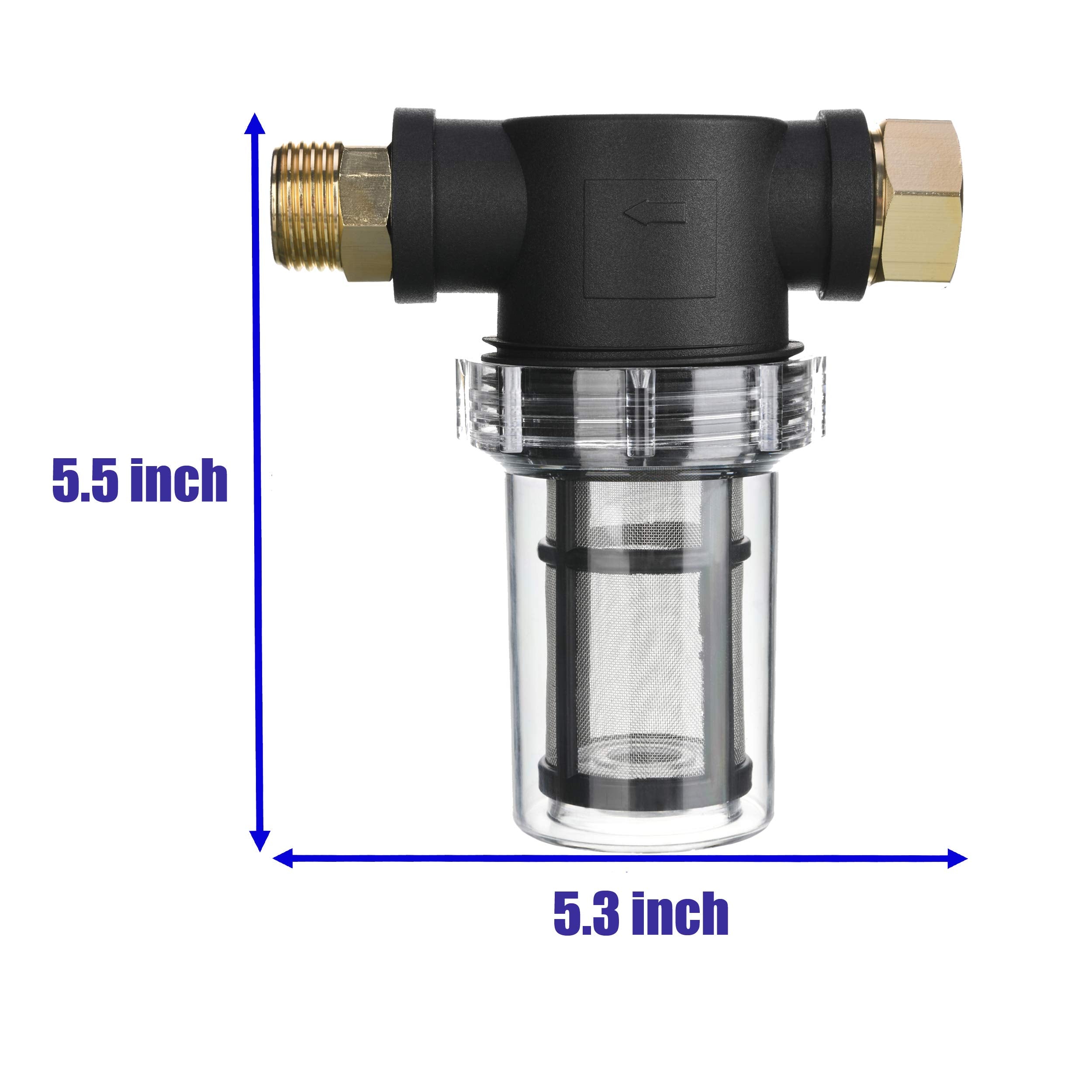M MINGLE Garden Hose Filter installed on a pressure washer