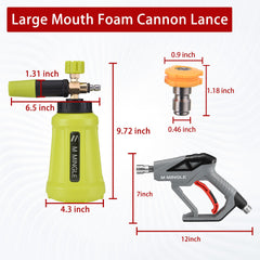 M MINGLE High Pressure Washer Gun Snow Foam Lance with adjustable nozzle
