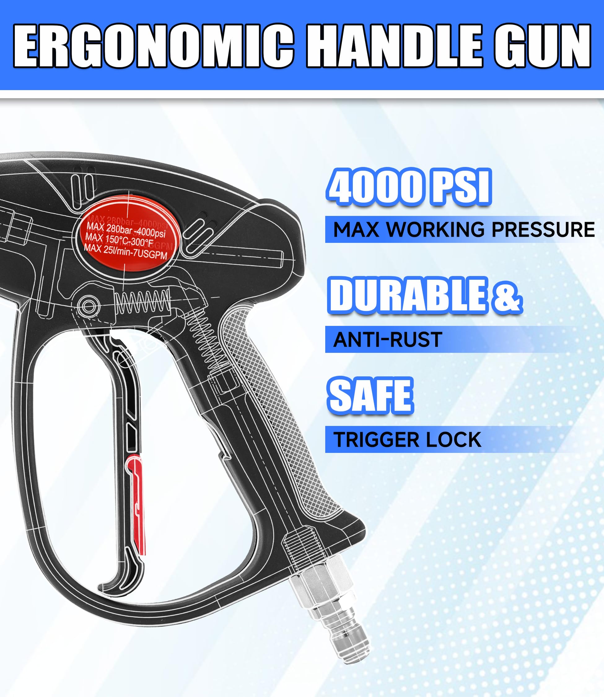 M MINGLE Pressure Washer Gun in use for patio cleaning