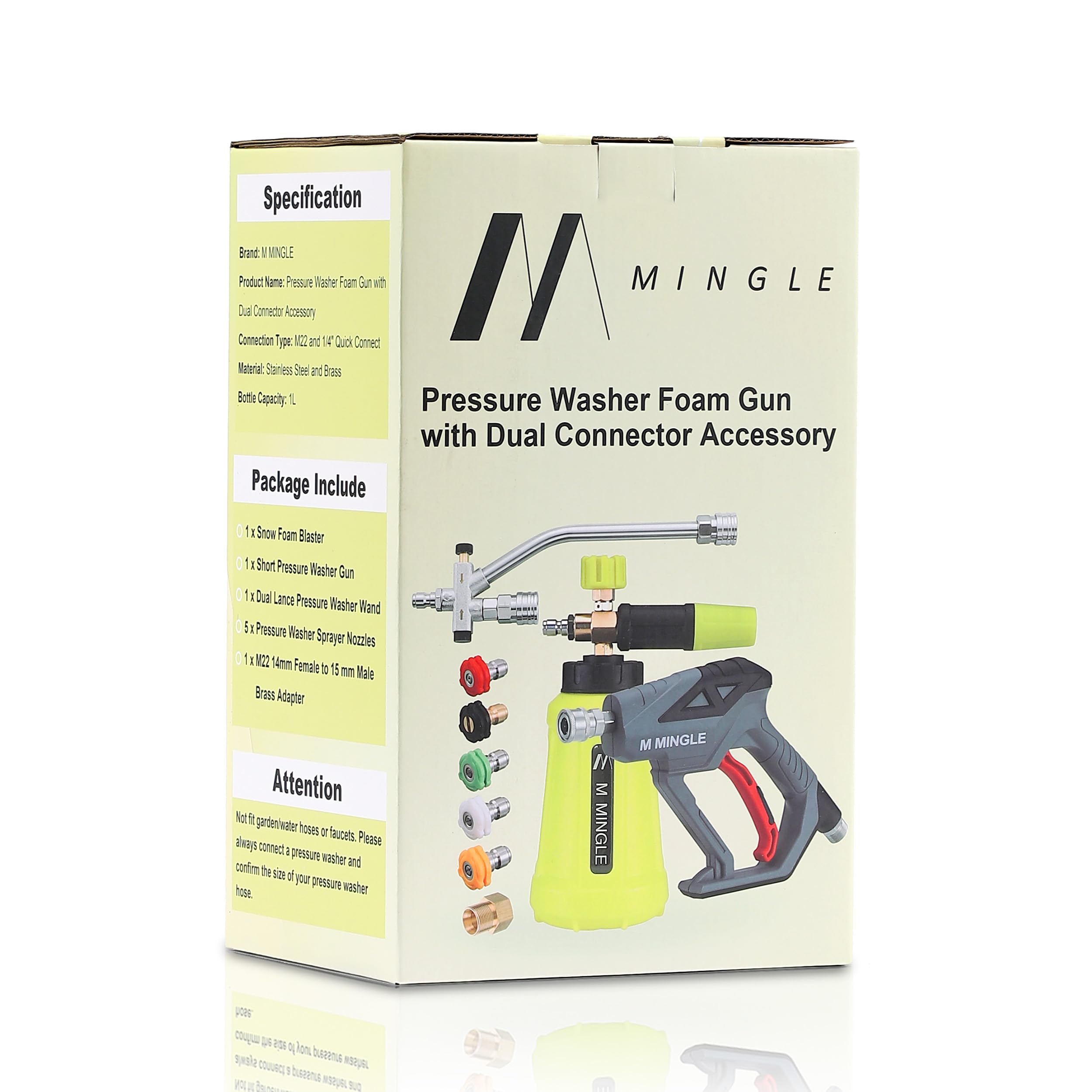 M MINGLE Pressure Washer Gun packaging and accessories