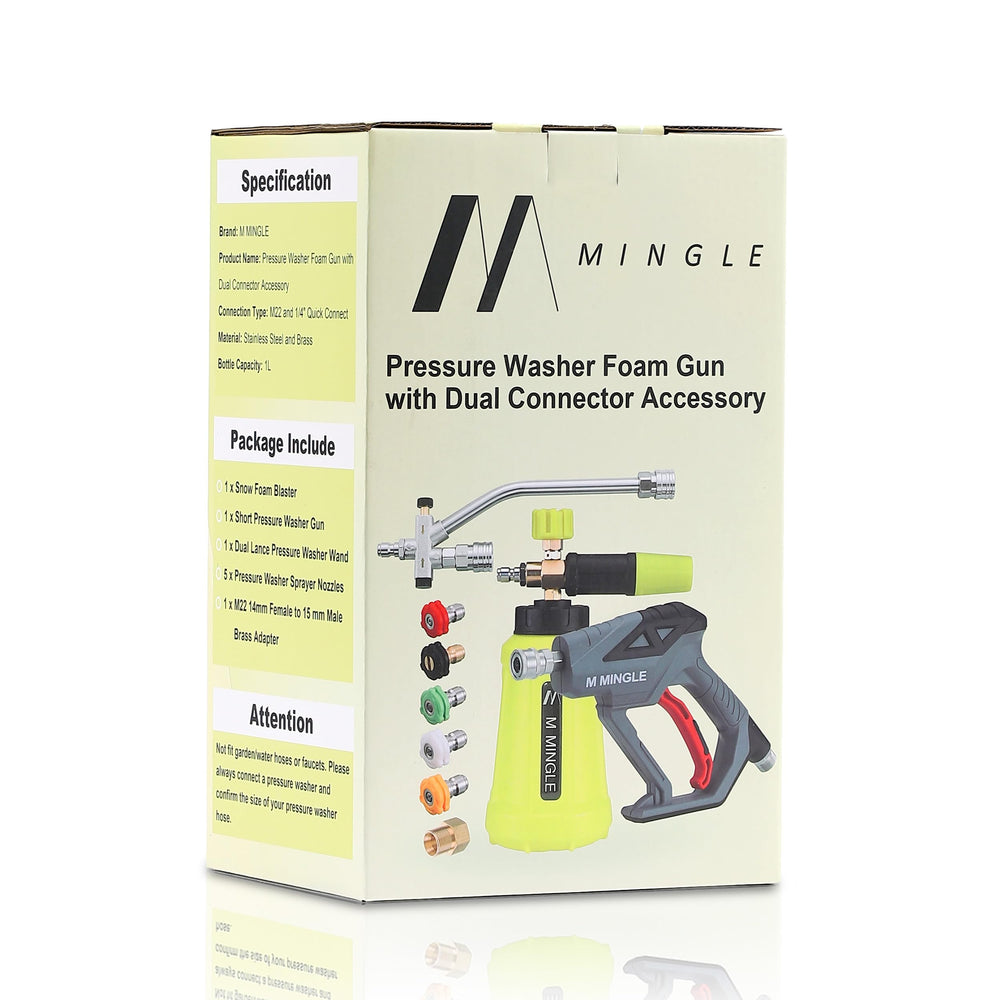 M MINGLE Pressure Washer Gun packaging and accessories