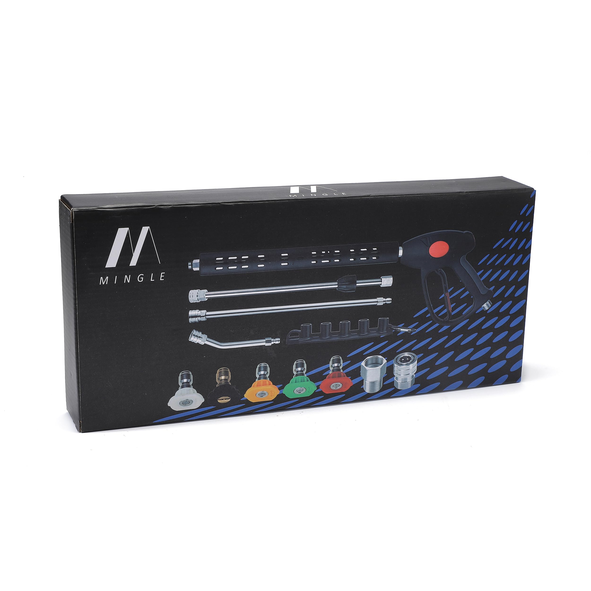 M MINGLE pressure washer gun packaging and contents